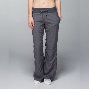 LuluLemon Gray Dance Studio Lined Ruched Tall Pants